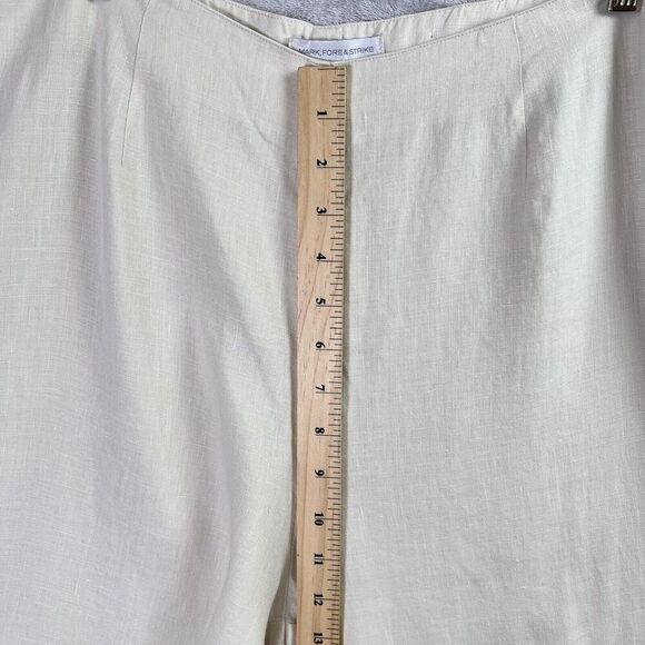 Mark, Fore & Strike Linen Pants Women's 12 Cream Embroidered Hems Floral Spring - Picture 9 of 16